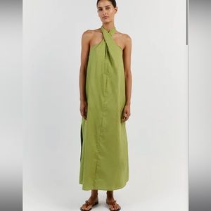 NWT DISSH Olivia Lime Cotton Midi Dress